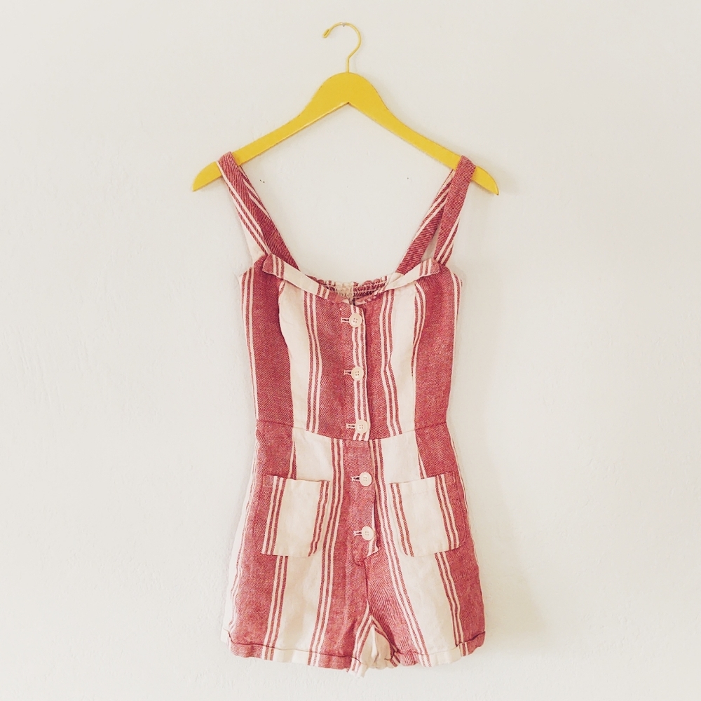 Reformation Coconut Romper, red & white size 0